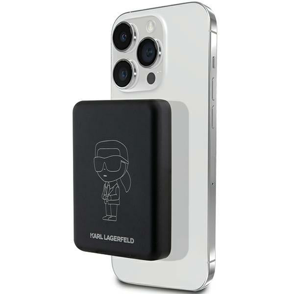 Acumulator extern Karl Lagerfeld NFT Outline Ikonik Magsafe 5000mAh Induction - Negru