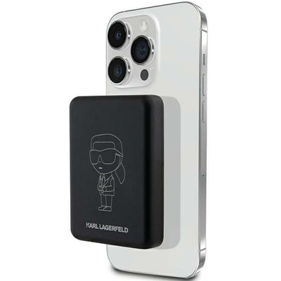 Acumulator extern Karl Lagerfeld NFT Outline Ikonik Magsafe 5000mAh Induction - Negru