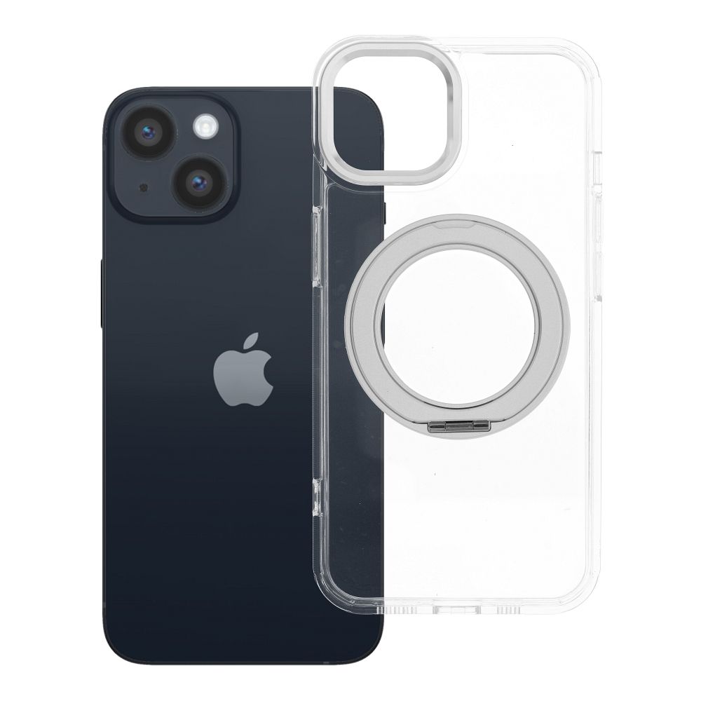 Husa pentru iPhone 14 Frame Circle Stand Compatible cu Magsafe Transparent
