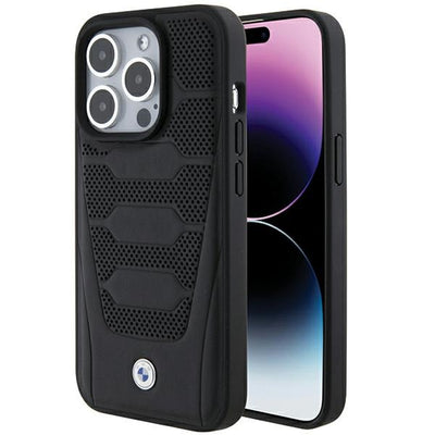 Husa BMW Leather Seats Pattern pentru iPhone 15 Pro Max - Negru