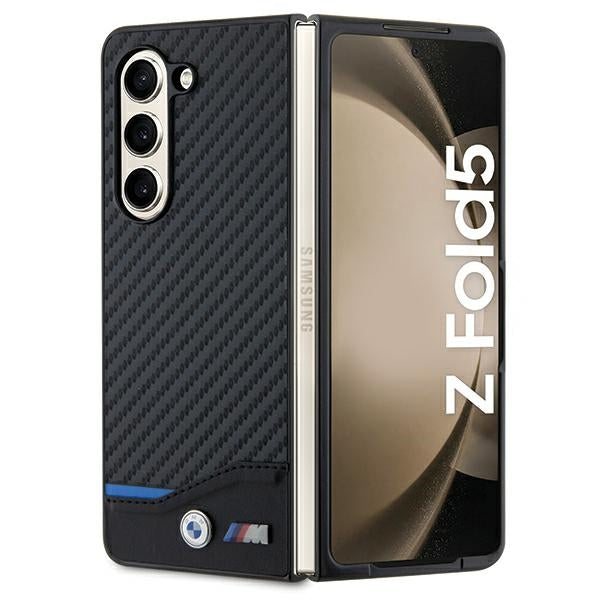 Husa BMW Leather Carbon pentru Samsung Galaxy Z Fold 5 - Negru