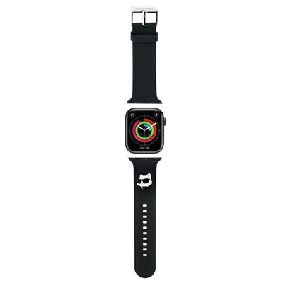 Curea Karl Lagerfeld 3D Rubber Choupette Heads pentru Apple Watch 38/40/41mm - Negru
