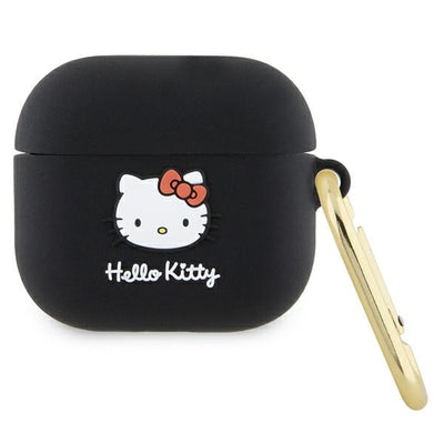 Husa Hello Kitty Silicone 3D Kitty Head pentru AirPods 3 - Negru