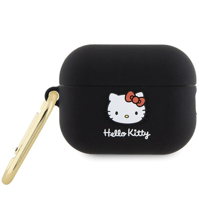 Husa Hello Kitty Silicone 3D Kitty Head pentru AirPods Pro 2 (2022/2023) - Negru
