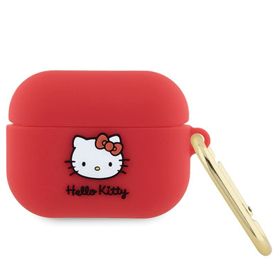 Husa Hello Kitty Silicone 3D Kitty Head pentru AirPods Pro - Fuchsia