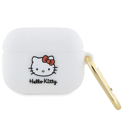 Husa Hello Kitty Silicone 3D Kitty Head pentru AirPods Pro - Alb