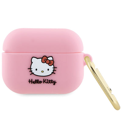 Husa Hello Kitty Silicone 3D Kitty Head pentru AirPods Pro - Roz