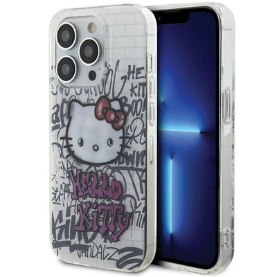 Husa Hello Kitty IML Kitty On Bricks Graffiti pentru iPhone 14 Pro - Alb