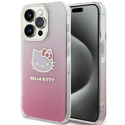Husa Hello Kitty IML Gradient Electrop Kitty Head pentru iPhone 15 Pro Max - Roz