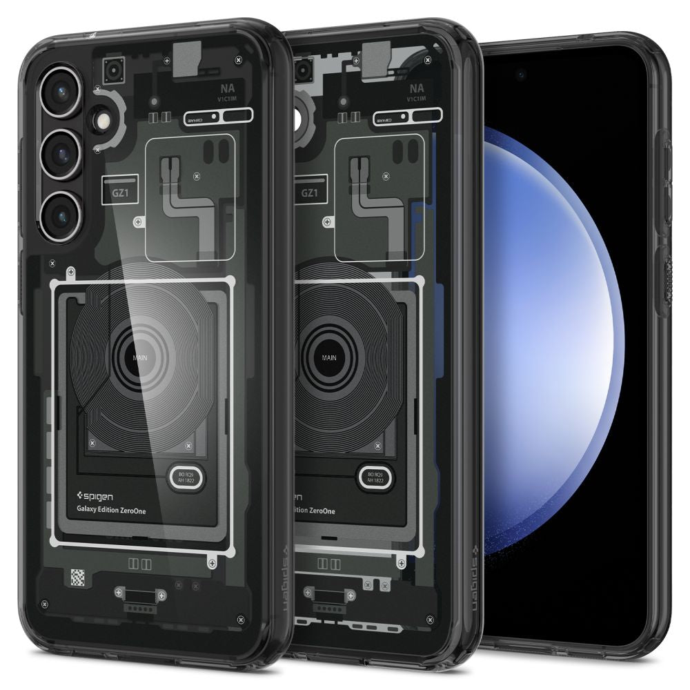 Husa Spigen Ultra Hybrid pentru Samsung Galaxy S23 FE - Gri inchis (Zero One Pattern)