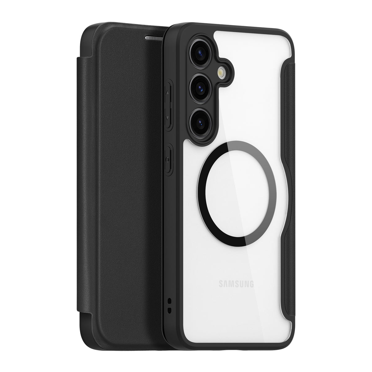 Husa Dux Ducis Skin X Pro pentru Samsung S24 cu Magnetic Ring si Flap - Negru