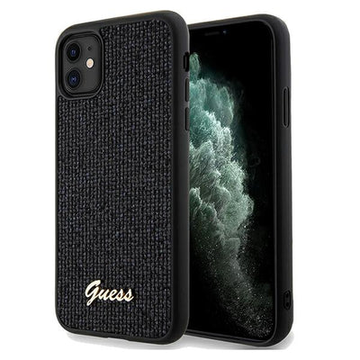 Husa Guess Disco Metal Script pentru iPhone 11 / Xr - Negru