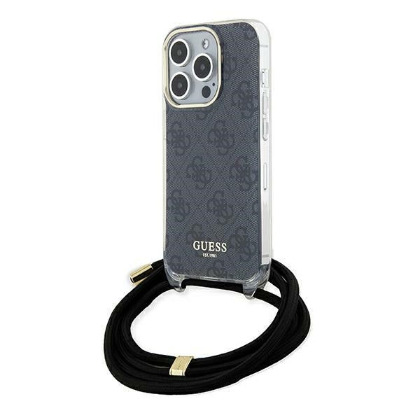 Husa Guess Crossbody Cord 4G Print pentru iPhone 15 Pro Max - Negru