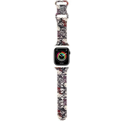 Curea Hello Kitty Silicone Tags Graffiti pentru Apple Watch 38/40/41mm - Bej