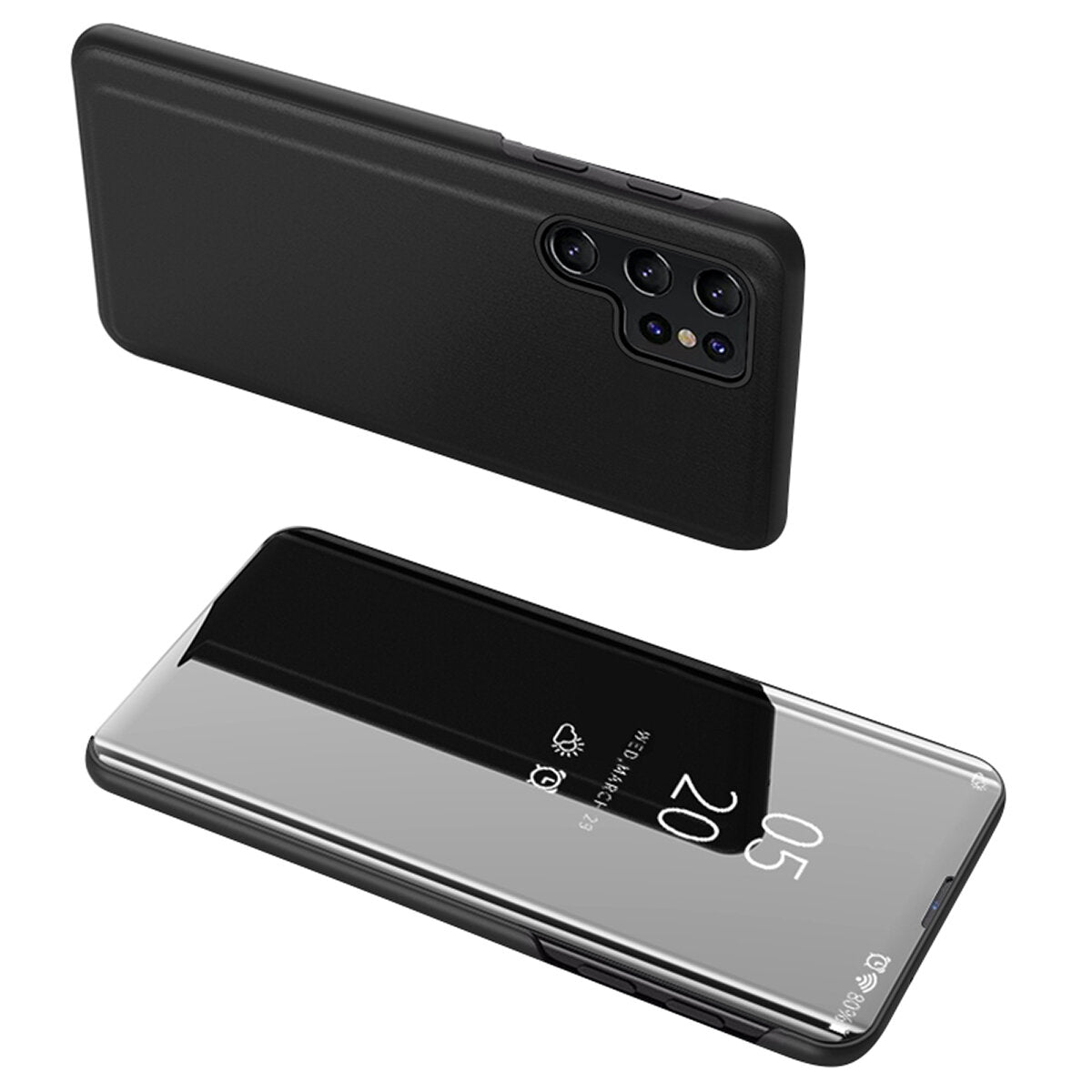 Husa Transparent View pentru Xiaomi Poco C65 / Redmi 13C cu Flap - Negru