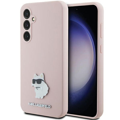 Husa Karl Lagerfeld Silicone Choupette Metal Pin pentru Samsung Galaxy S23 FE - Roz