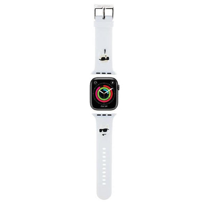 Curea Karl Lagerfeld 3D Rubber Karl&Choupette Heads pentru Apple Watch 38/40/41mm - Alb