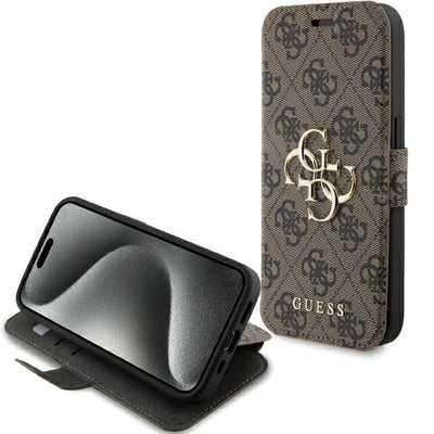 Husa Guess 4G Metal Logo pentru iPhone 15 Pro - Maro