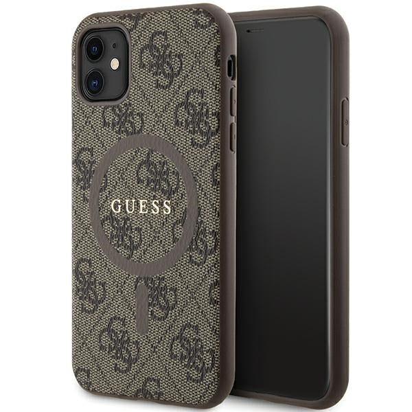 Husa Guess Guhmn61g4gfrw iPhone 11 6.1" / Xr Maro/Maro Hardcase 4G Collection Leather Metal Logo Magsafe
