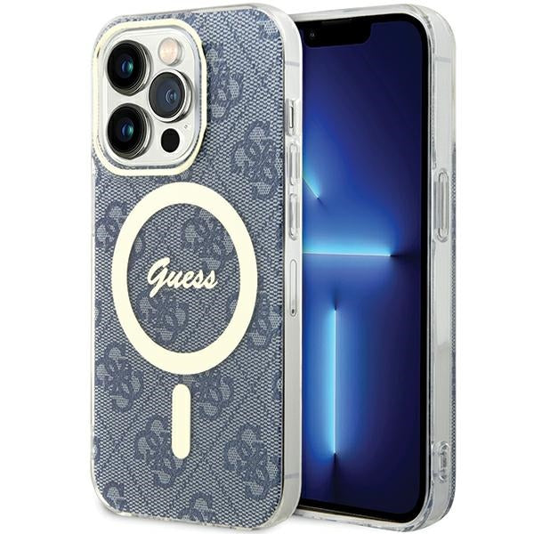 Husa Guess IML 4G Magsafe pentru iPhone 15 Pro - Albastru