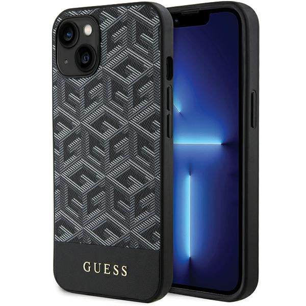 Husa Guess Gcube Stripes Magsafe pentru iPhone 15 / 14 / 13 - Negru