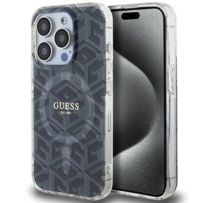 Husa Guess IML Gcube Magsafe pentru iPhone 15 Pro Max - Negru