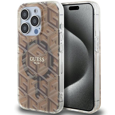 Husa Guess IML Gcube Magsafe pentru iPhone 15 Pro Max - Maro