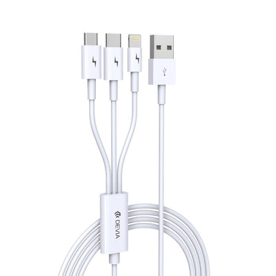 Cablu Devia 3in1 Smart Ec141 USB - Lightning + Usb-c + Microusb 1,2 M 2A Alb