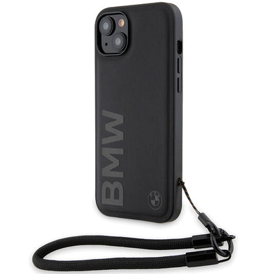 Husa BMW Signature Leather Wordmark Cord pentru iPhone 15/14/13 - Negru