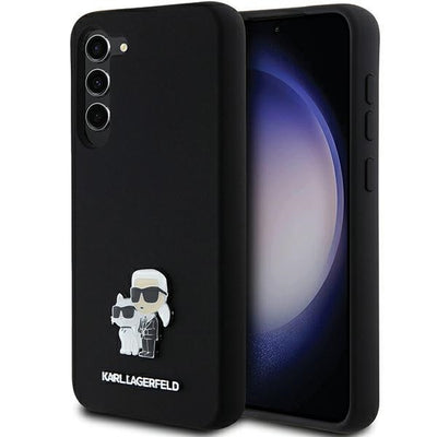 Husa Karl Lagerfeld Silicone Karl&Choupette Metal Pin pentru Samsung Galaxy S23+ - Negru