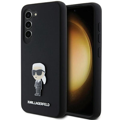 Husa Karl Lagerfeld Silicone Ikonik Metal Pin pentru Samsung Galaxy S23 - Negru