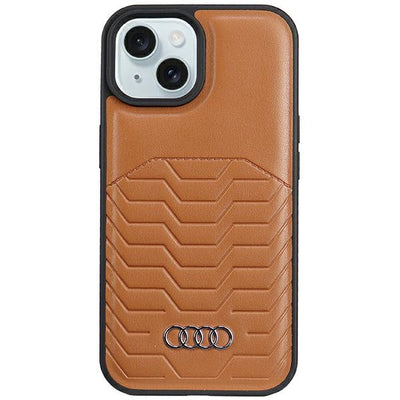 Husa Audi Synthetic Leather cu Magsafe pentru iPhone 15 / 14 / 13 - Maro
