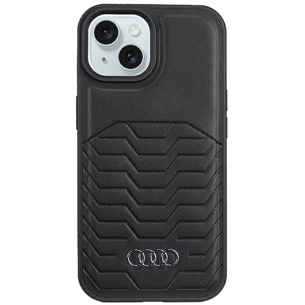 Husa Audi Synthetic Leather cu Magsafe pentru iPhone 15 Plus / 14 Plus - Negru