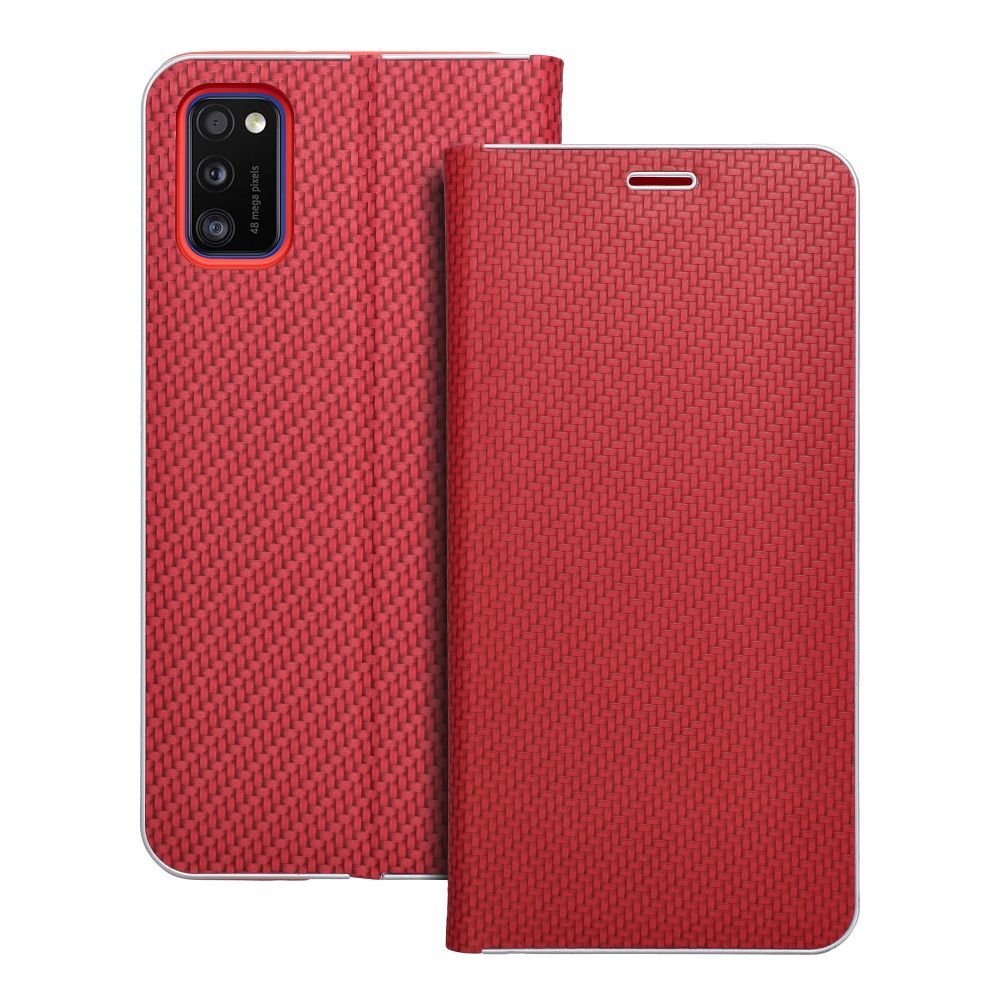Husa Luna Book Carbon Flip pentru Samsung A41 Rosu