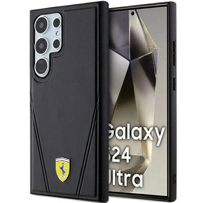 Husa Ferrari Hot Stamp V Lines Magsafe pentru Samsung Galaxy S24 Ultra - Negru