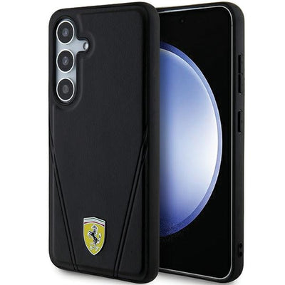 Husa Ferrari Hot Stamp V Lines Magsafe pentru Samsung Galaxy S24+ - Negru