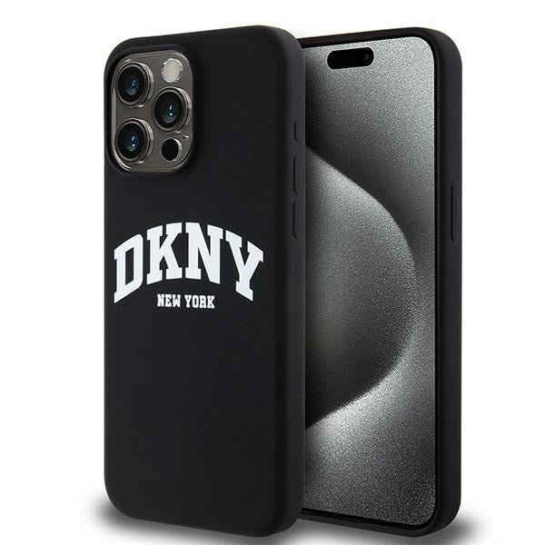 Husa Dkny Liquid Silicone Alb Printed Logo Magsafe pentru iPhone 15 Pro Max - Negru