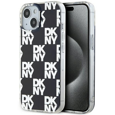 Husa Dkny IML Checkered Mono Pattern pentru iPhone 15 Plus / 14 Plus - Negru
