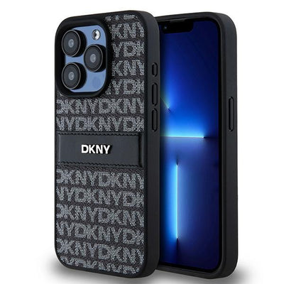 Husa Dkny Leather Mono Stripe & Metal Logo pentru iPhone 15 Pro Max - Negru