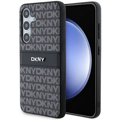 Husa Dkny Leather Mono Stripe & Metal Logo pentru Samsung Galaxy S24 - Negru