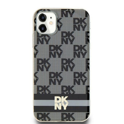 Husa Dkny IML Checkered Mono Pattern & Printed Stripes Magsafe pentru iPhone 11 / Xr - Negru