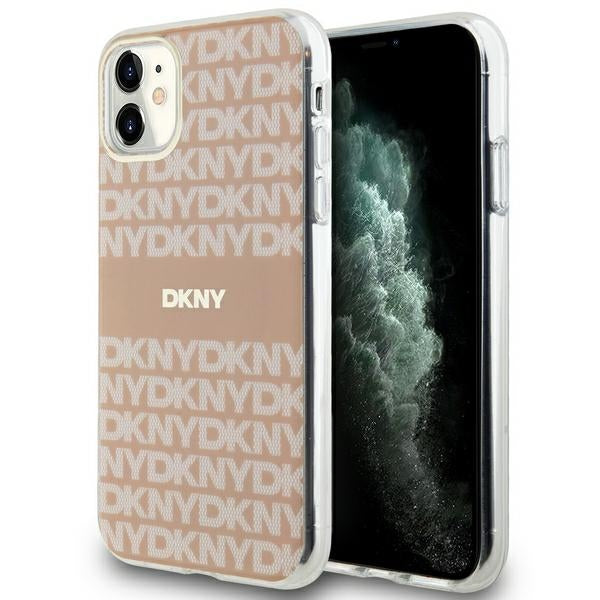 Husa Dkny IML Mono & Stripe Magsafe pentru iPhone 11 / Xr - Roz