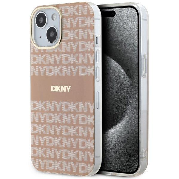 Husa Dkny IML Mono & Stripe Magsafe pentru iPhone 15 / 14 / 13 - Roz