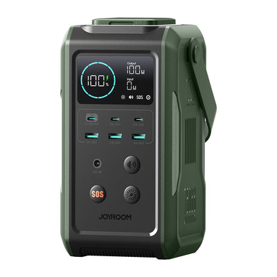 Acumulator extern Joyroom 75000mAh 100W 3x Usb-c 3x Usb-a cu Foldable Flashlight And Handle - Verde