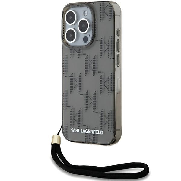 Husa Karl Lagerfeld IML Mono KL Pattern & Cord pentru iPhone 15 Pro - Negru