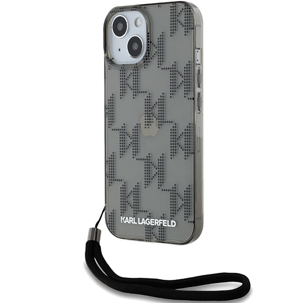 Husa Karl Lagerfeld IML Mono KL Pattern & Cord pentru iPhone 15 / 14 / 13 - Negru