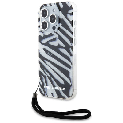 Husa Karl Lagerfeld IML Zebra Pattern & Cord pentru iPhone 15 Pro Max - Negru