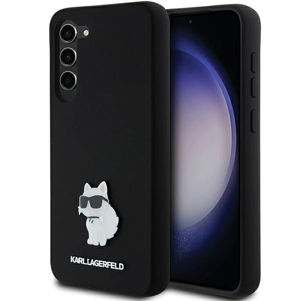 Husa Karl Lagerfeld Silicone Choupette Metal Pin pentru Samsung Galaxy S24+ - Negru