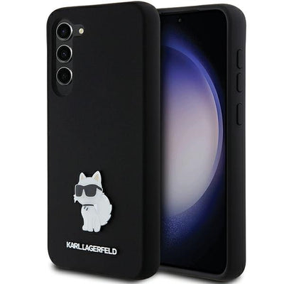 Husa Karl Lagerfeld Silicone Choupette Metal Pin pentru Samsung Galaxy S24+ - Negru