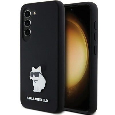 Husa Karl Lagerfeld Silicone Choupette Metal Pin pentru Samsung Galaxy S24 - Negru